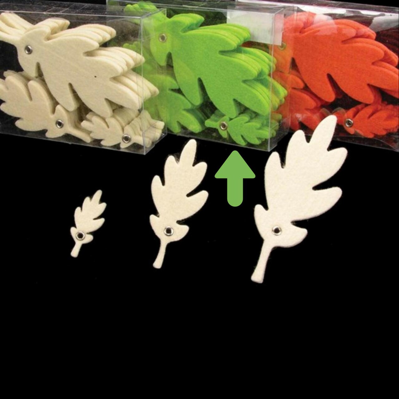 The Ribbon People Club Pack of 144 Lime Green Fuzzy Felt Autumn Leaves Assortment 3"